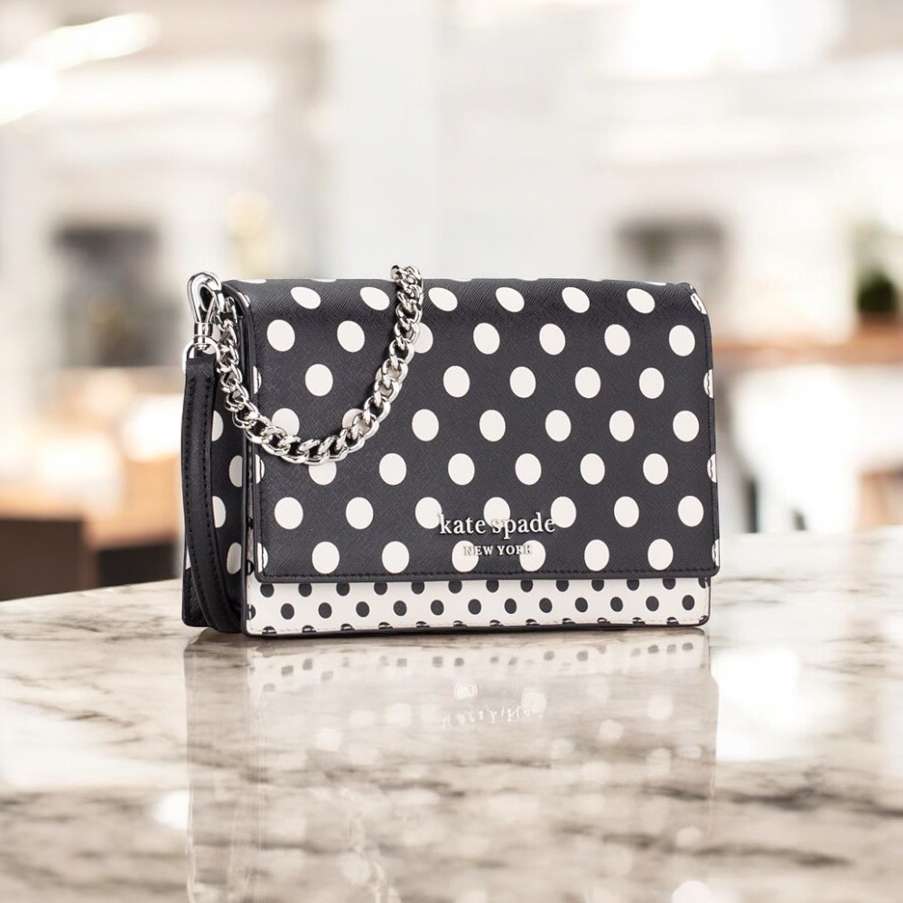 Kate Spade Black and White Polka Dot Crossbody Bag - Picture 2 of 14